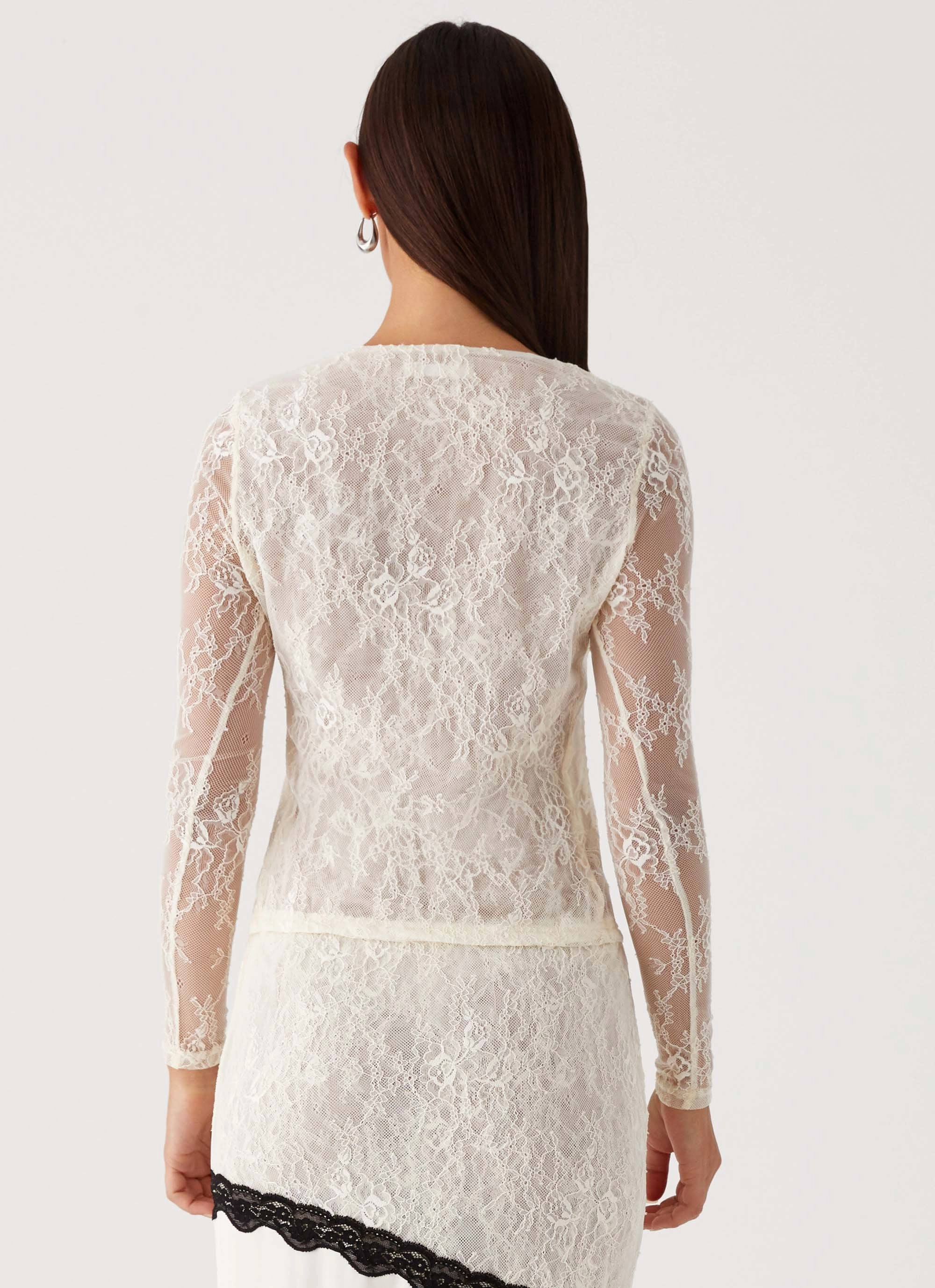 Button up Duet Long Sleeve Top - Ivory
