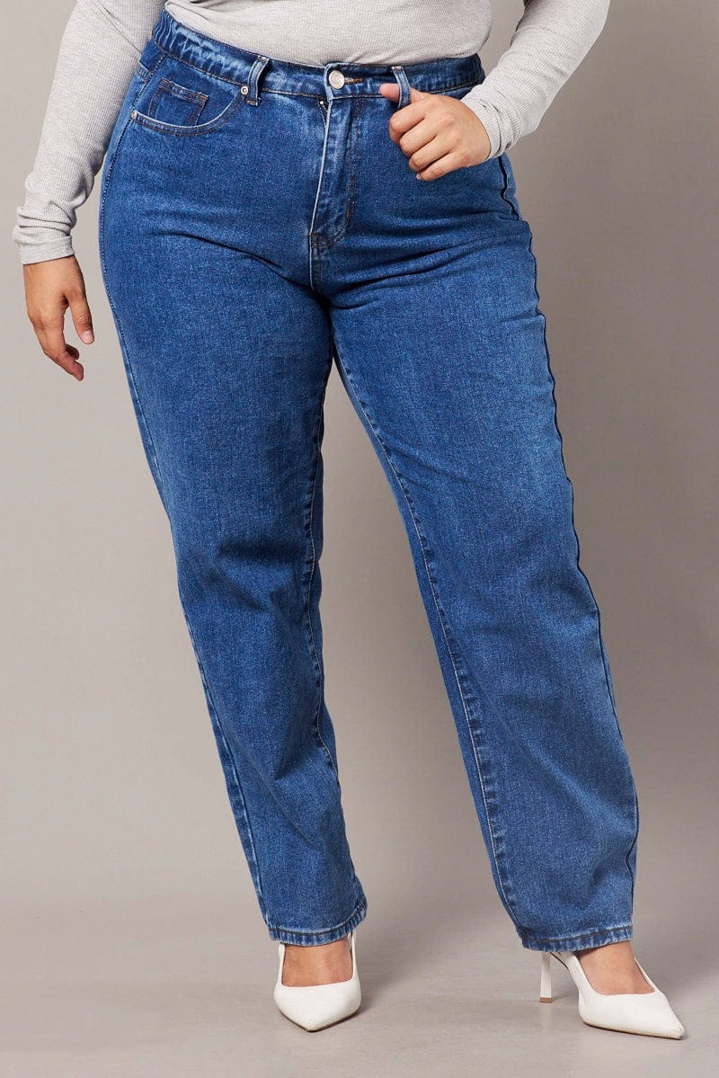 Date Night Daily Wear Classic Design Denim Mom Jeans High Rise