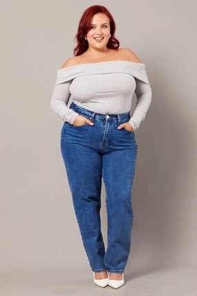 Denim Mom Jeans High Rise Picnic Style Creative Look Minimalist Style High Rise