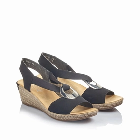 Breathable Travel Sandals Open Toe Rieker Women's 624H6 Fanni - Black