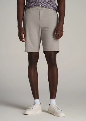 dress shirt Linen Shorts For Tall Men in Driftwood Brown