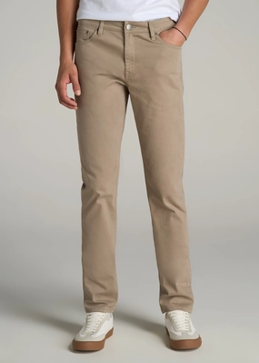 Dylan Slim Fit Colored Jeans for Tall Men in Clay Wash Weekend Style Rainy Day Smooth Form