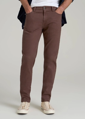 Moisture Wicking Inner Layer All Season Dylan Slim Fit Colored Jeans for Tall Men in Dark Toffee