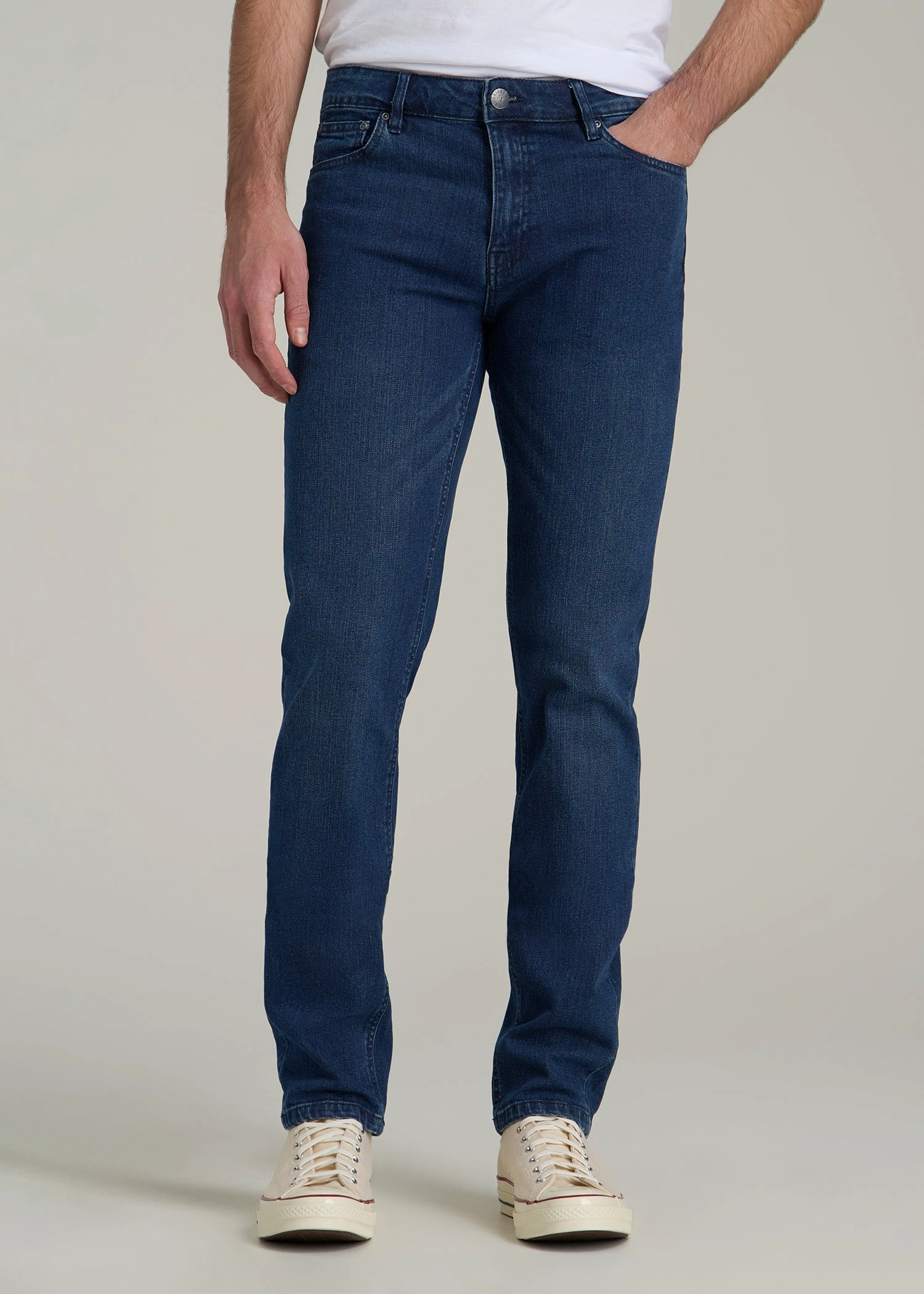 Family Style Urban Explorer Youth Style Trendy Comfort Dylan Slim Fit Jeans for Tall Men in Atlantic Blue