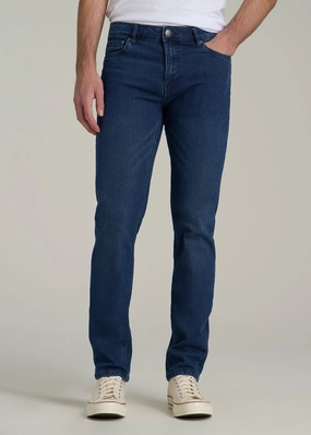 Family Style Urban Explorer Youth Style Trendy Comfort Dylan Slim Fit Jeans for Tall Men in Atlantic Blue