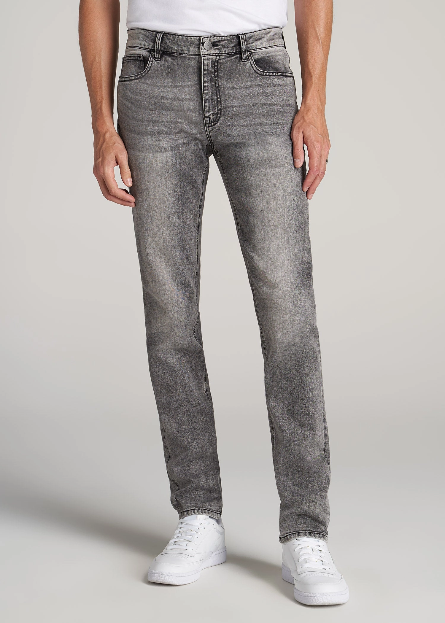 Rugged Feel Multi Season Piece Dylan Slim Fit Jeans for Tall Men in Washed Faded Black