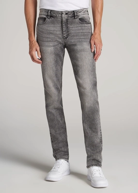 Dylan Slim Fit Jeans for Tall Men in Washed Faded Black Minimalist Adult Fashion