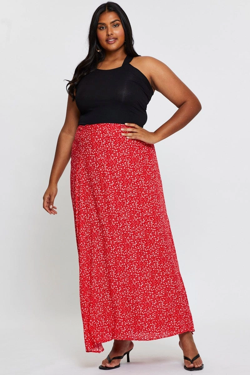 High Waist Flowy Drape Floral Print Maxi Wrap Skirt Tie