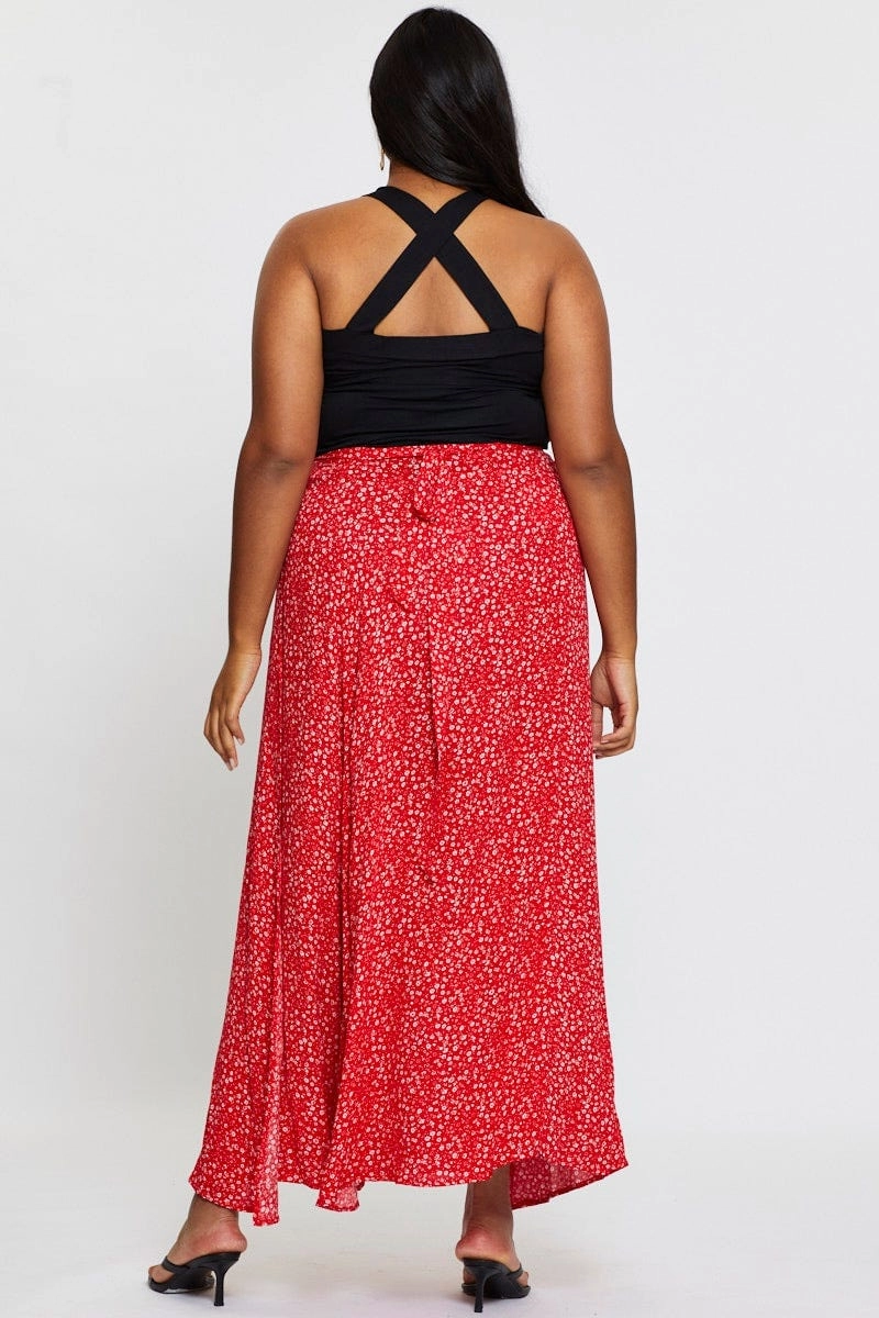 Formal Event Maximalist look Floral Print Maxi Wrap Skirt Tie