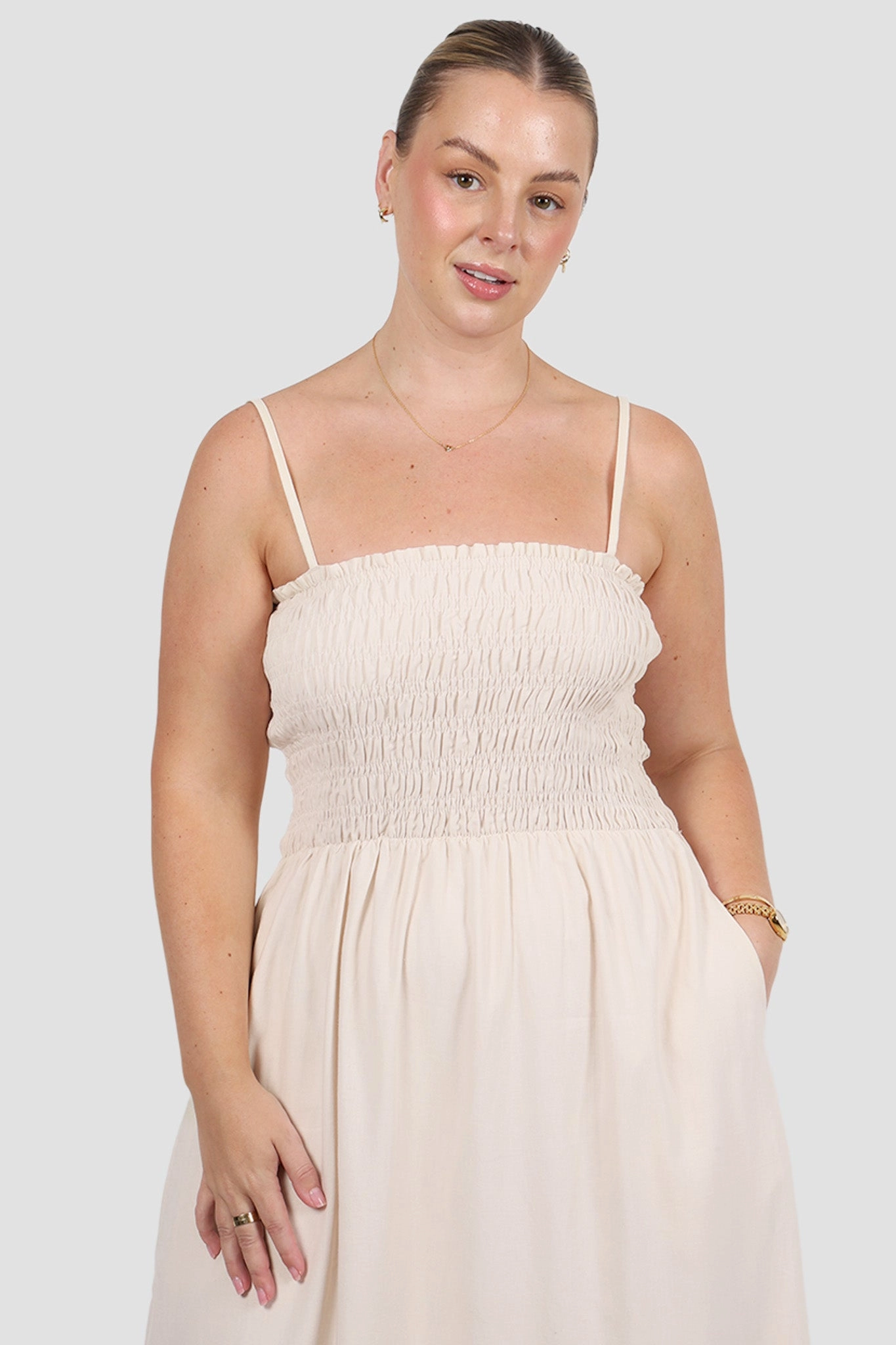RILORA DRESS NEUTRAL High-waisted evening piece