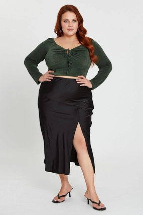Black Midi Skirt Recycled Polyester