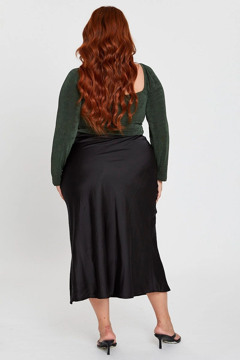 Black Midi Skirt Clean Lines Budget Friendly
