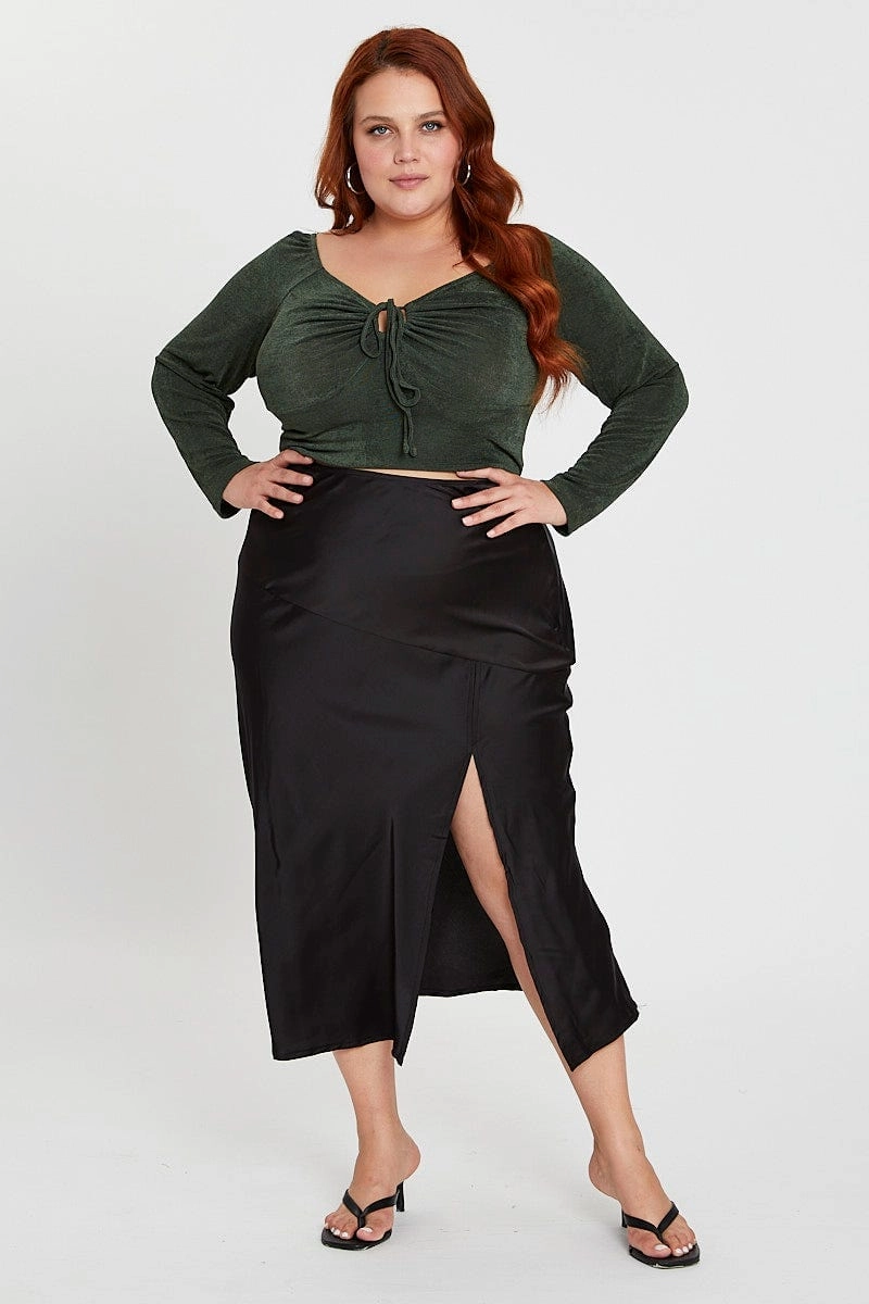 Contemporary Mood Soft Palette Black Midi Skirt