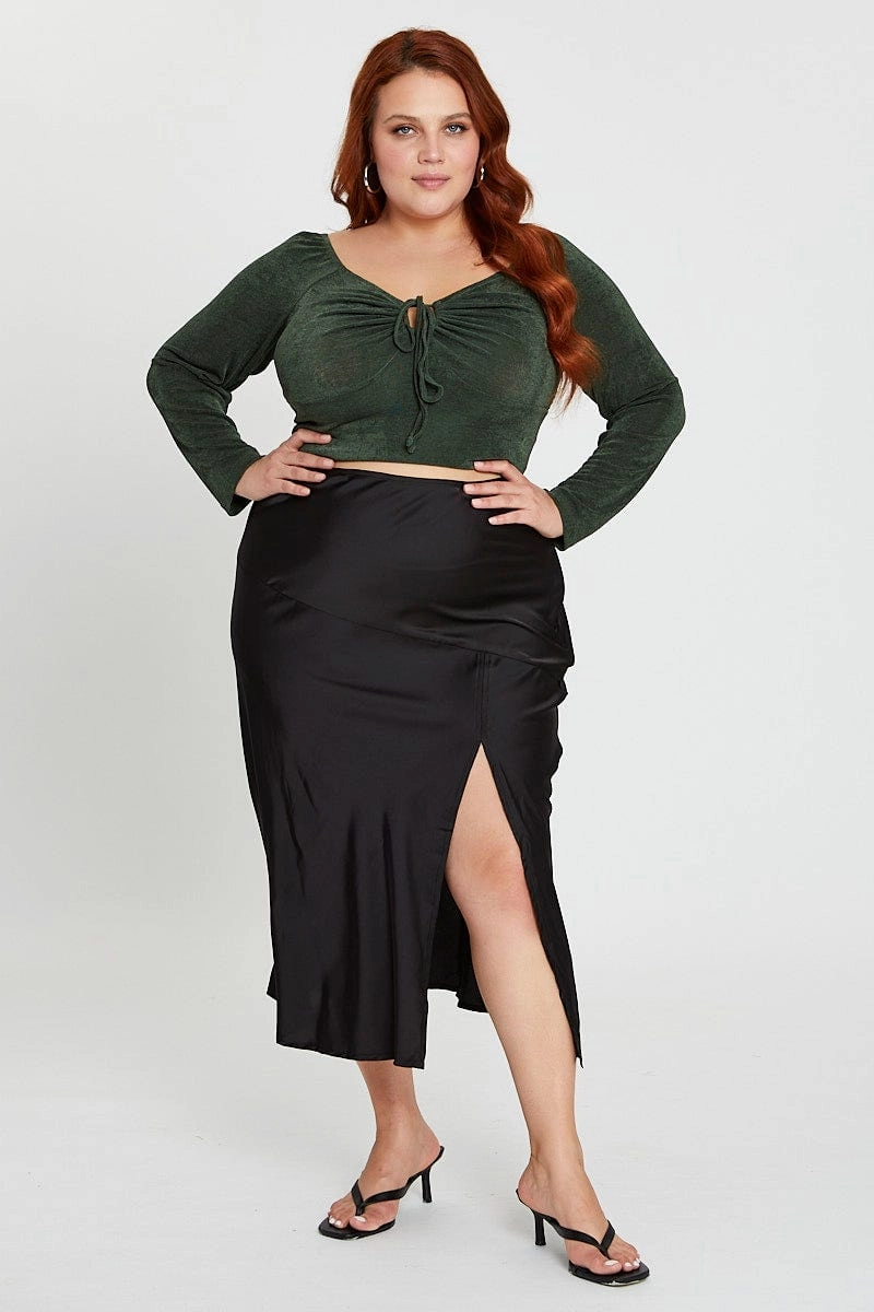 Black Midi Skirt Recycled Polyester