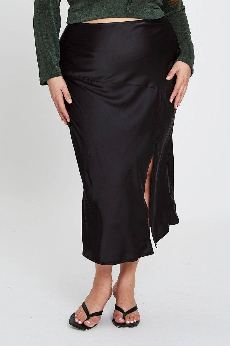 City Mood Black Midi Skirt