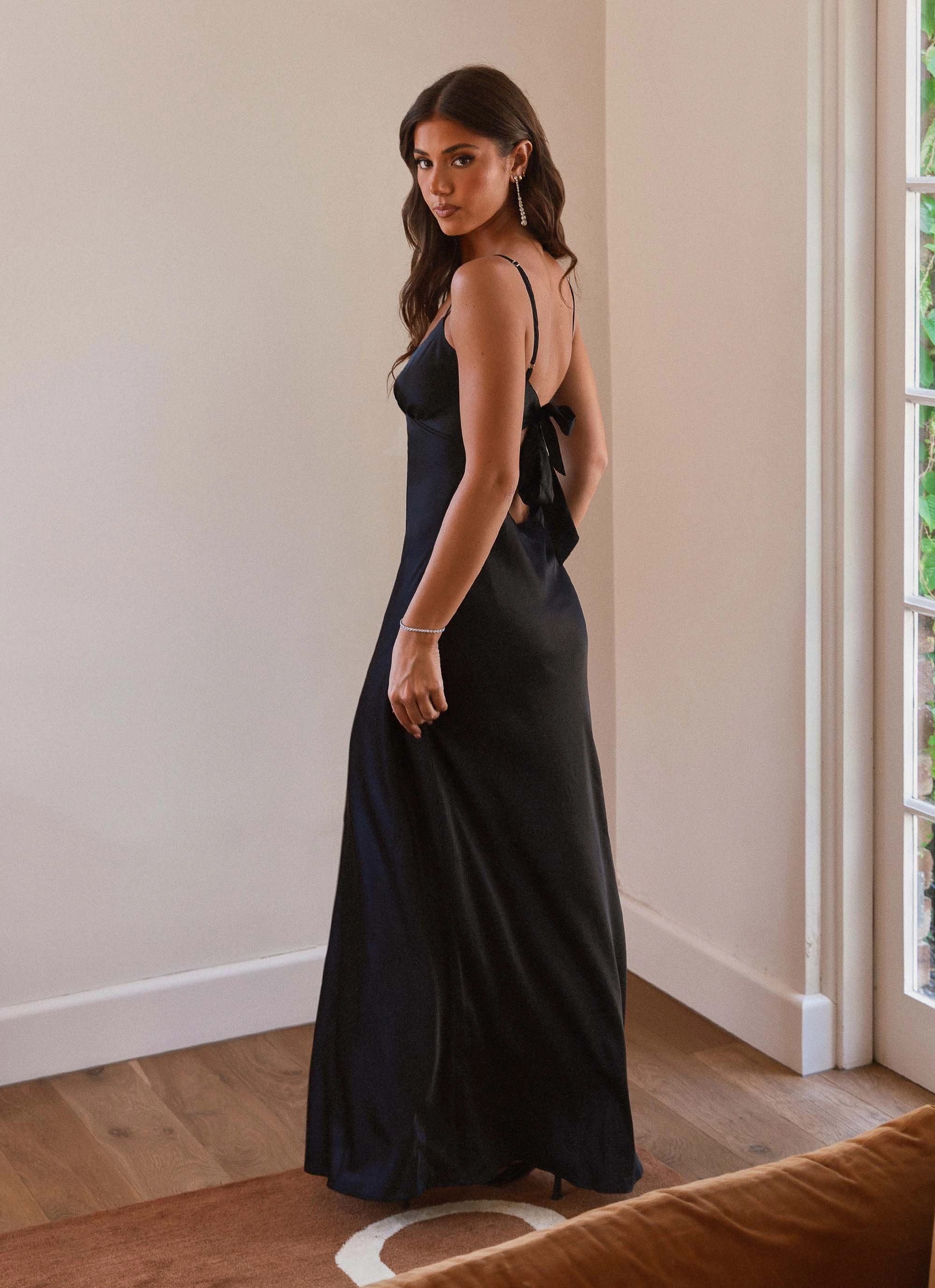 Flora Satin Maxi Dress - Midnight Noble Glow