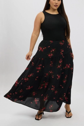 Black Floral Maxi Skirt Fast fashion