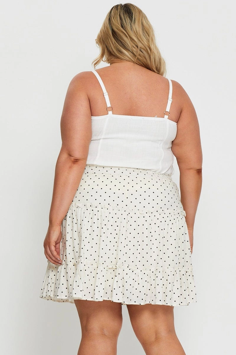 Polka Dot Mini Skater Skirt Elastic Waist Non see through Slip Resistant Waist
