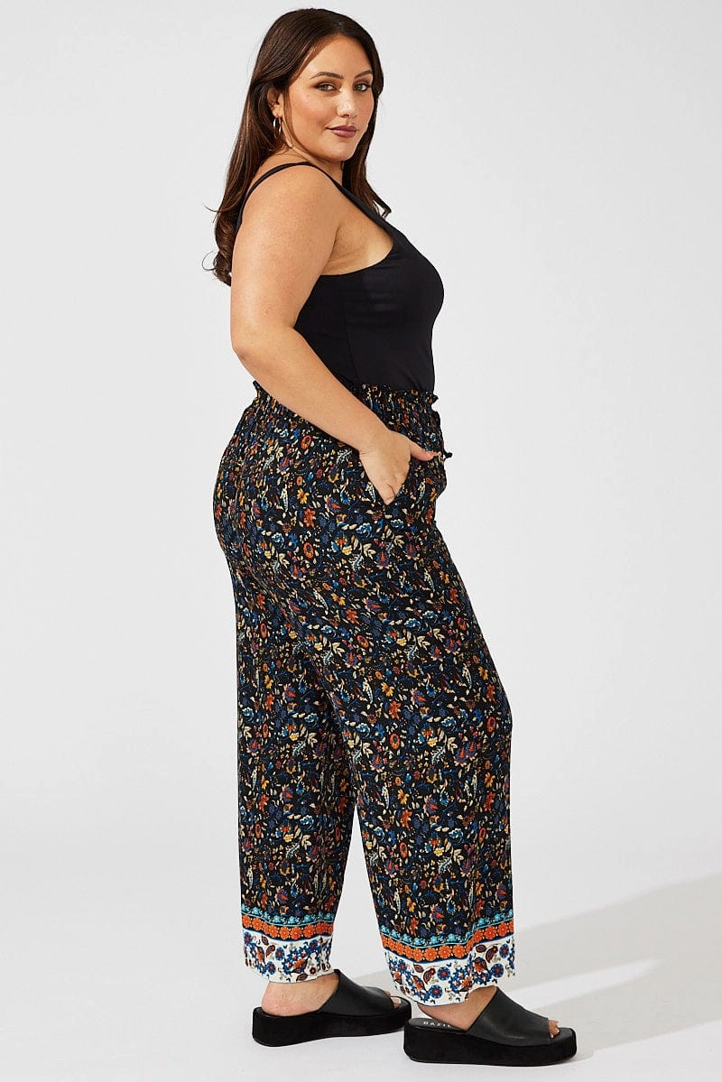 Fit Freedom Casual Essentials Black Boho Wide Leg Pants High Rise