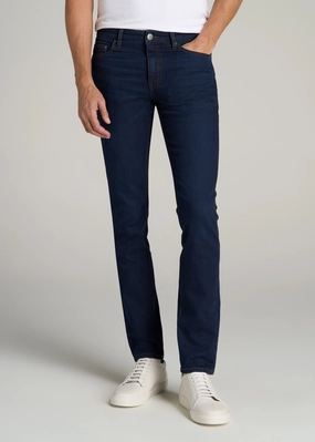 Dylan Slim Fit Fleeced Jeans for Tall Men in Rockies Blue Multi Season Piece
