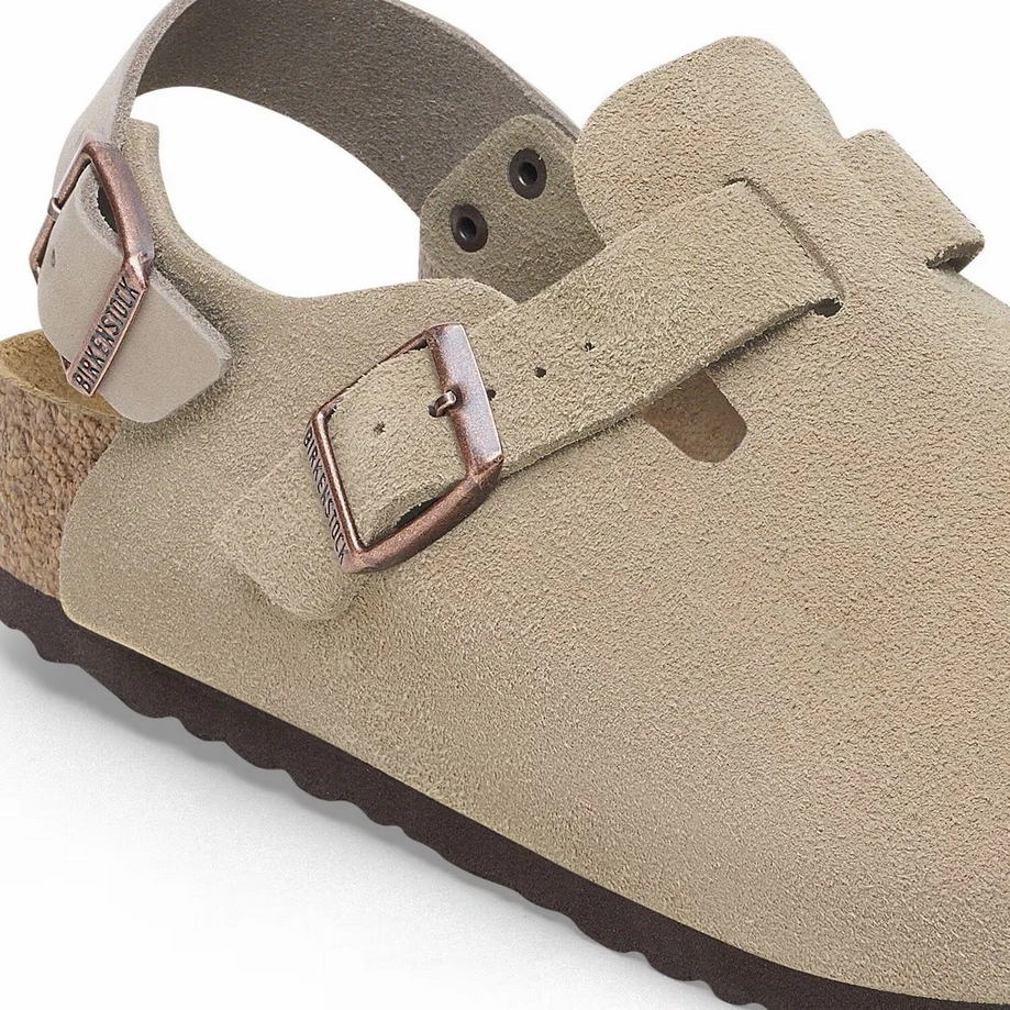 Birkenstock Women's Tokio Clog - Taupe Suede Fog Path Pet Hike
