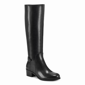 Easy Spirit Chaza Tall Boots - Black Eco Material Snowy Path