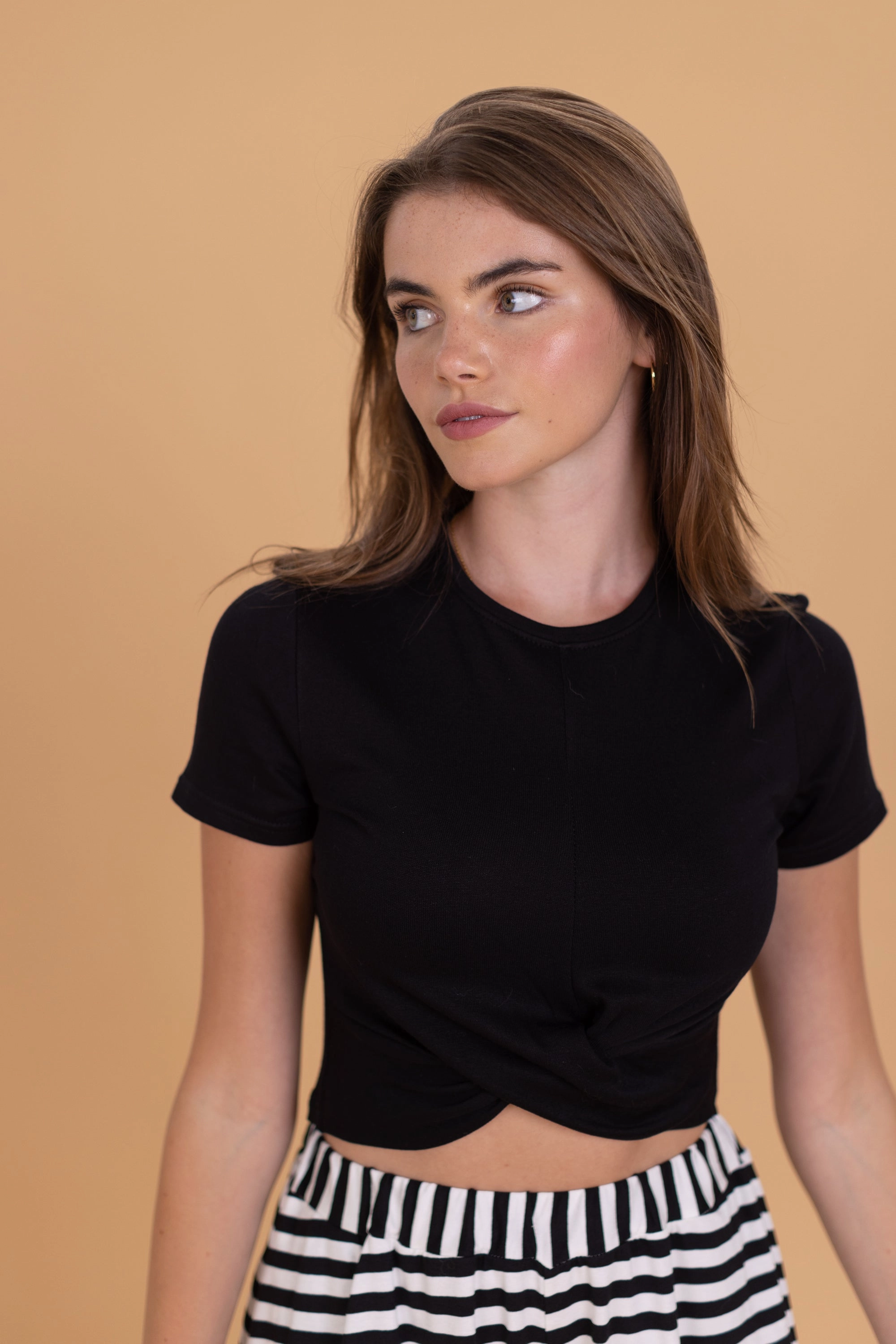 Top Palmyra Black Odor Resistant Fabric Contrast Stitch Detail