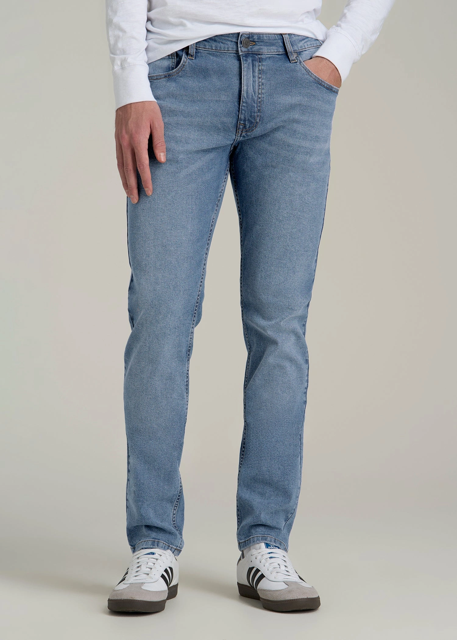 A.T. Basics Men's Carman Tapered fit Jeans for Tall Men in Tufts Blue Comfortable Appearance All Use Wear