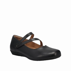 Step Safe Taos Footwear Women's Mary Jane Banter Leather Flat- Black