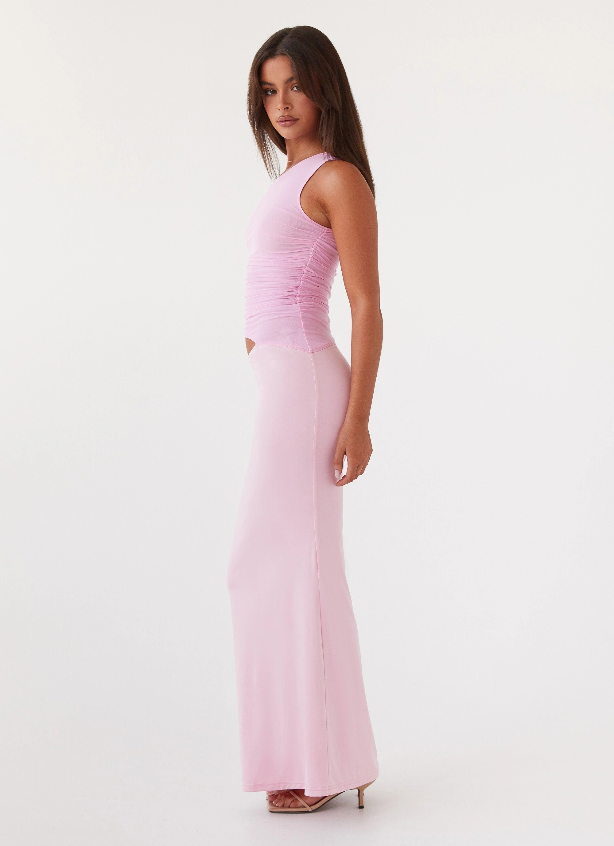 Perfectly Styled Seranella One Shoulder Maxi Dress - Pink