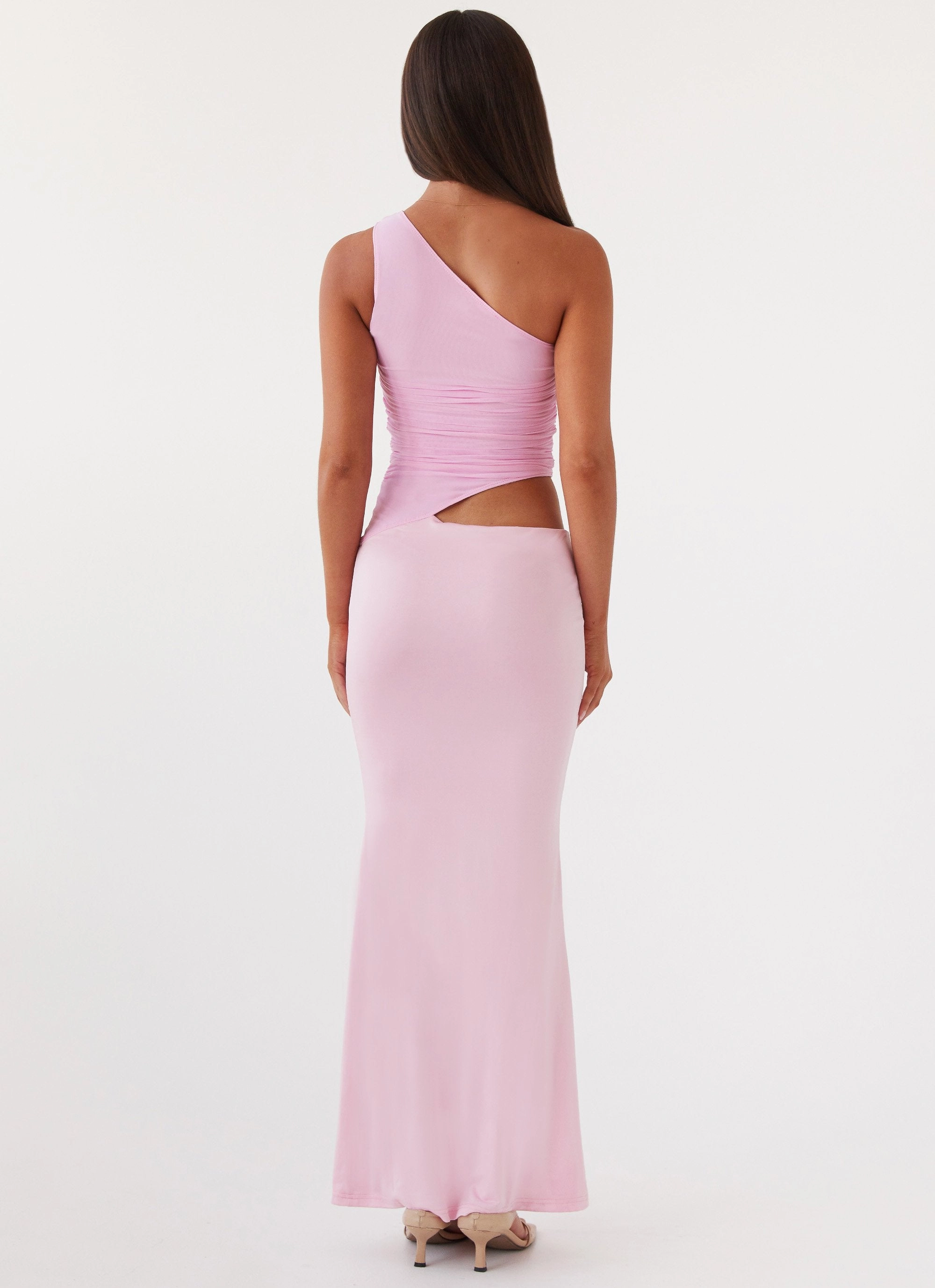 Seranella One Shoulder Maxi Dress - Pink Runway-Ready