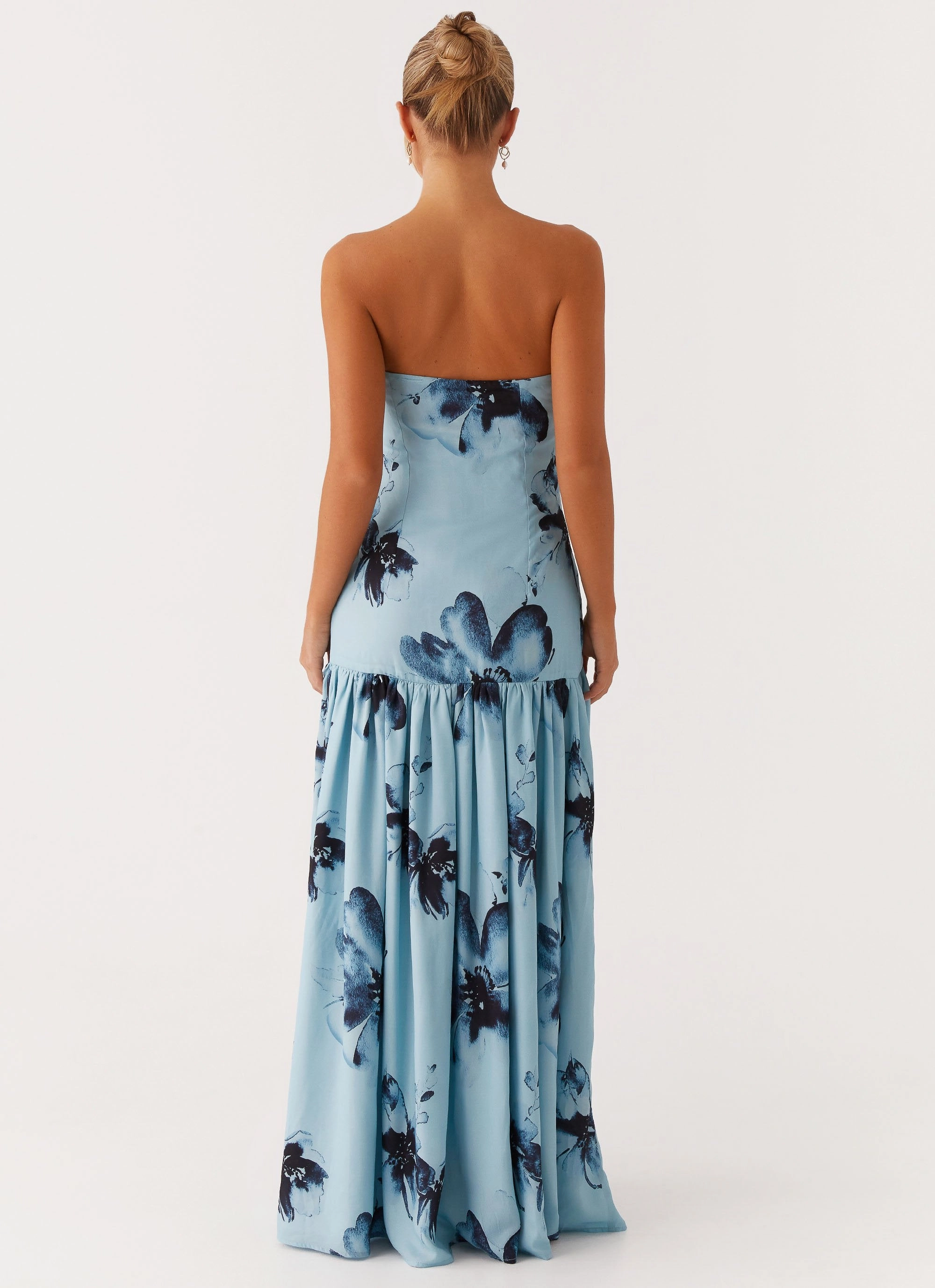 Urban Favorite Eden Strapless Maxi Dress - Blue Black Floral