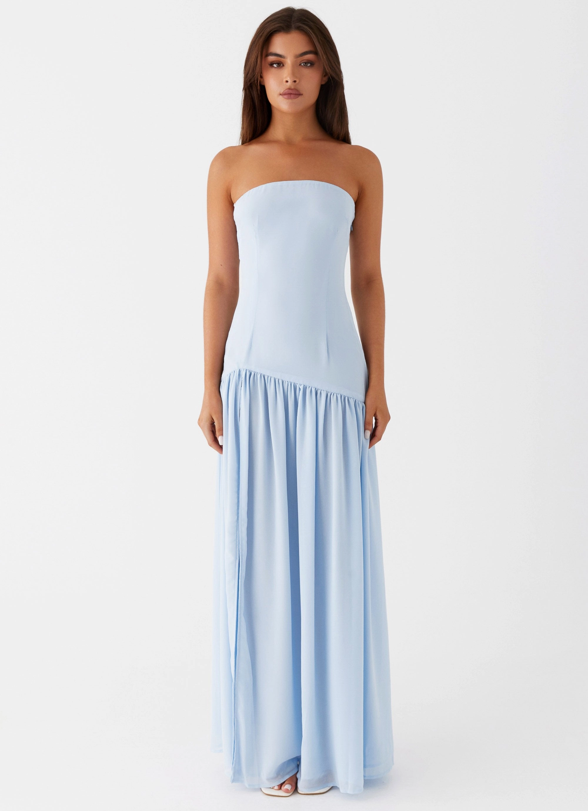 Softly Structured Eden Strapless Maxi Dress - Blue