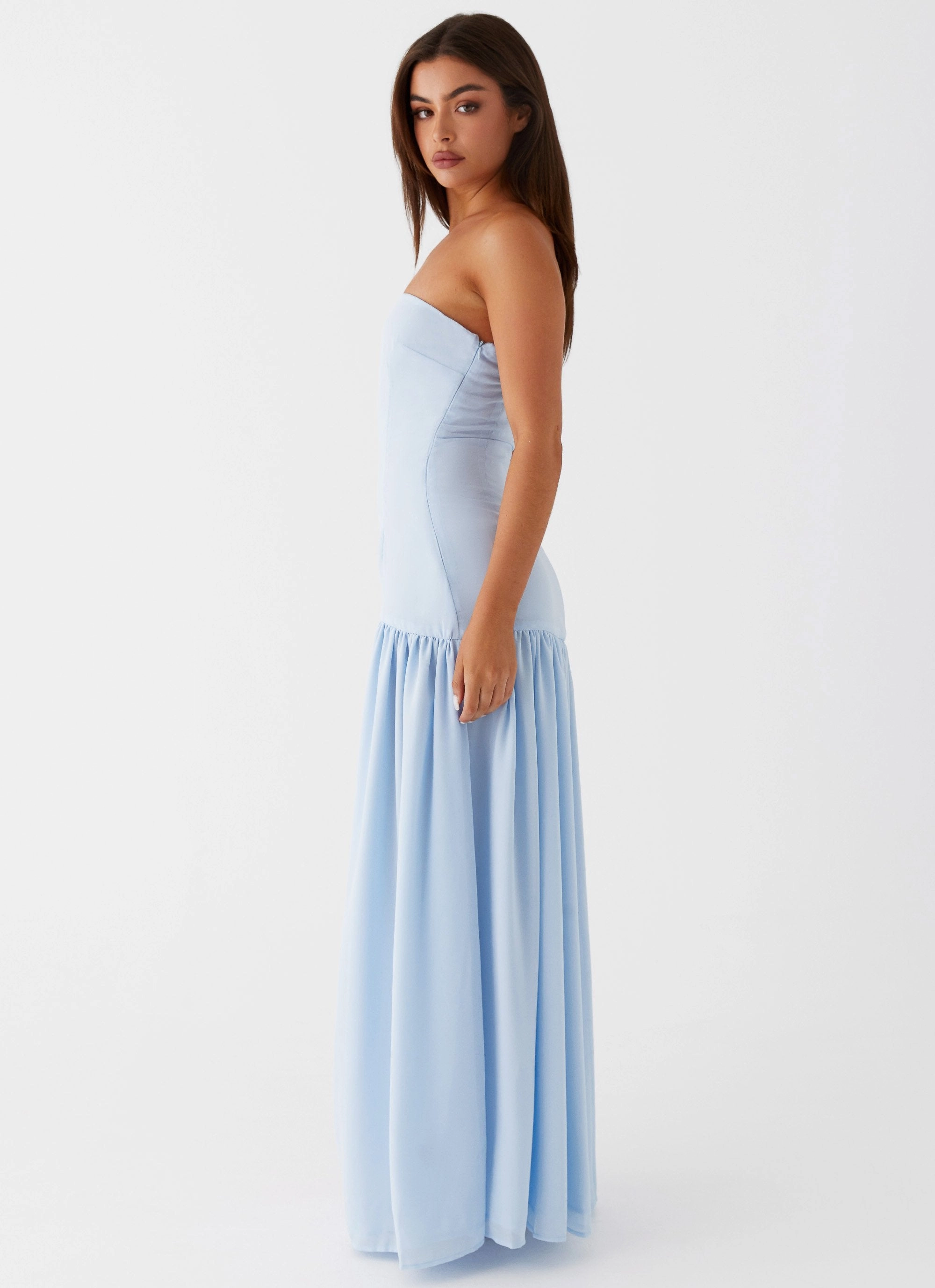 Eden Strapless Maxi Dress - Blue Jewel Accent