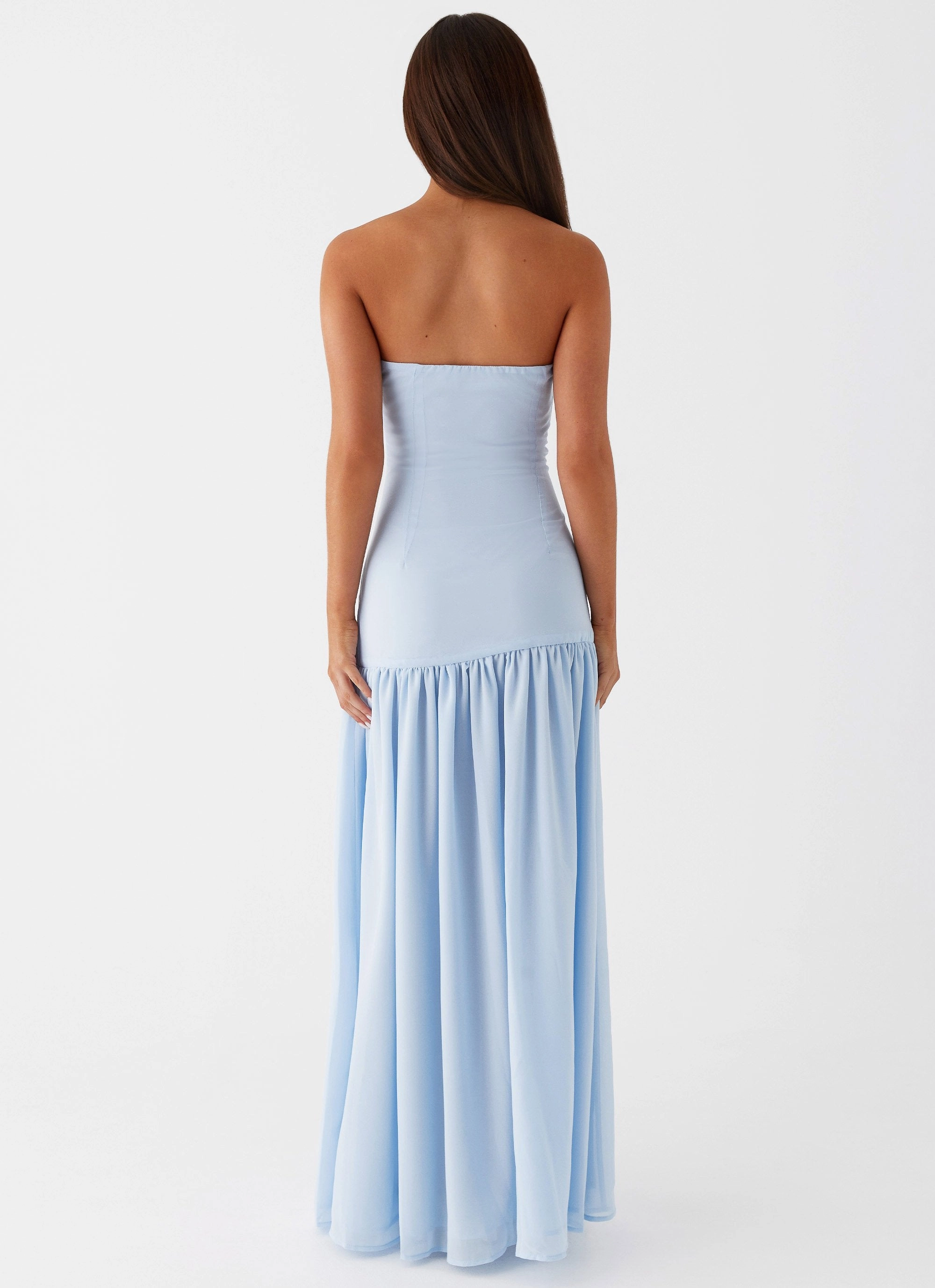 Eden Strapless Maxi Dress - Blue Side-Pocket Sleek Movement