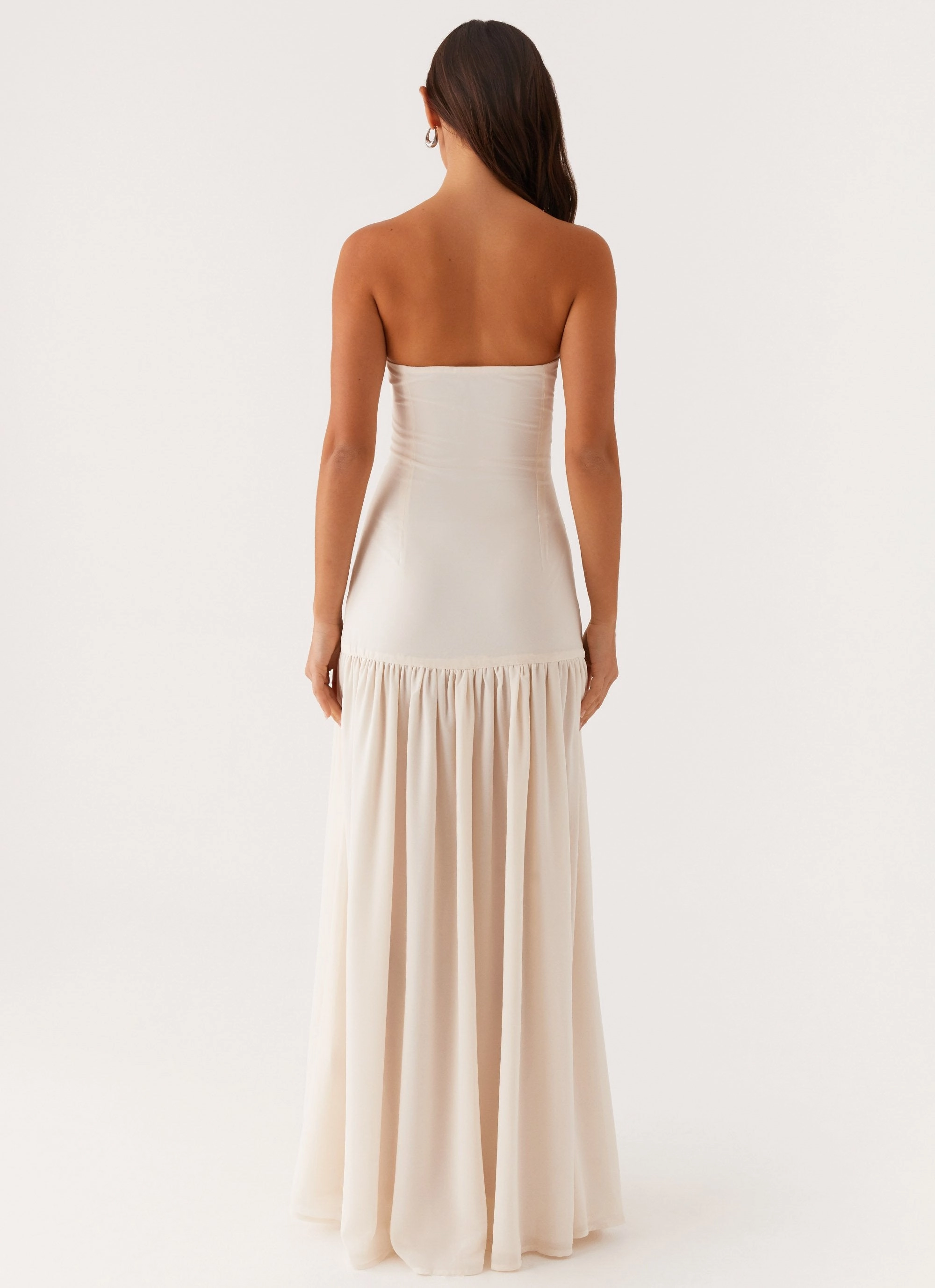 Eden Strapless Maxi Dress - Ivory Long Lines Nature Glow