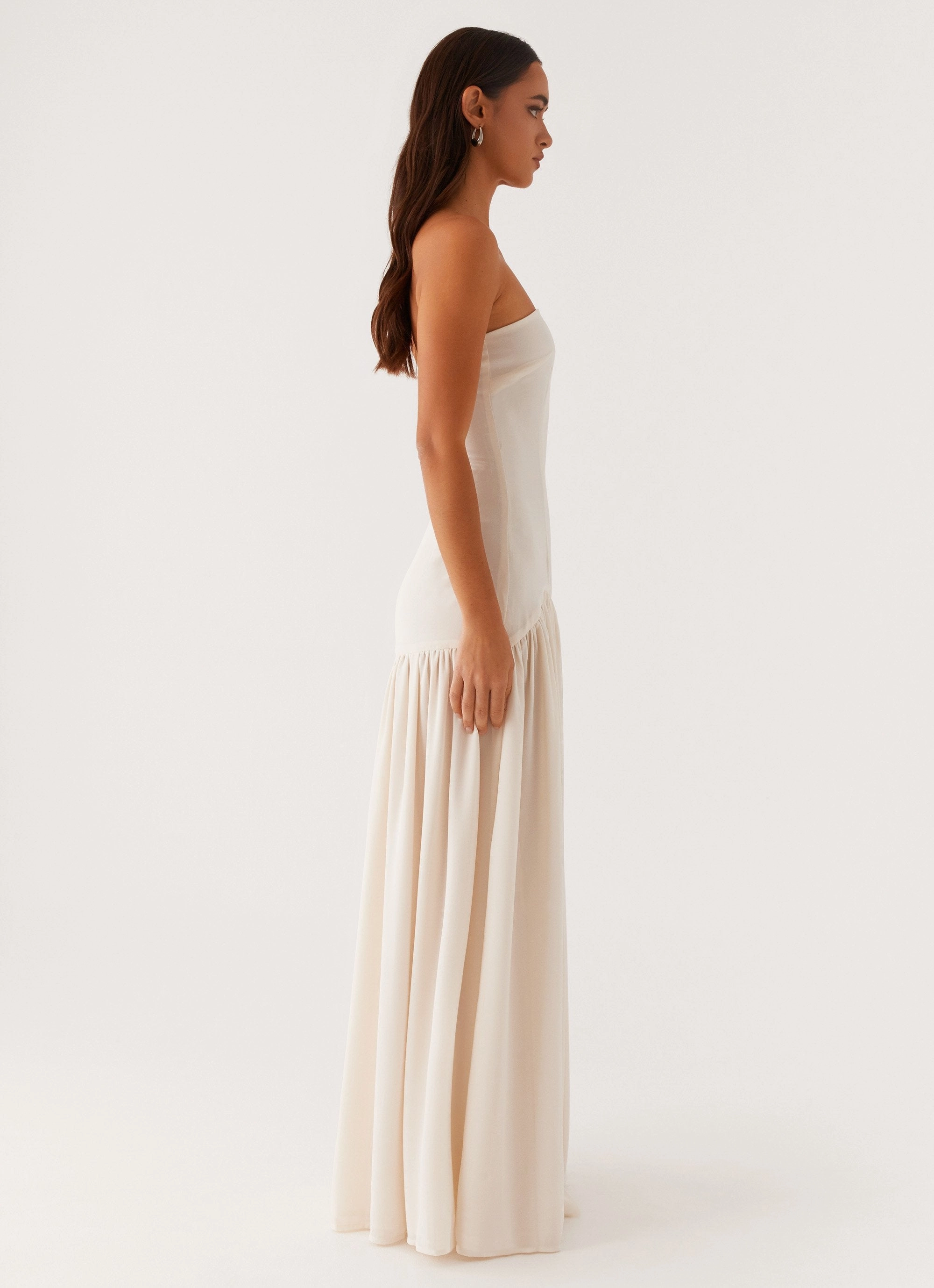 Adjustable-Straps Joy Glow Eden Strapless Maxi Dress - Ivory