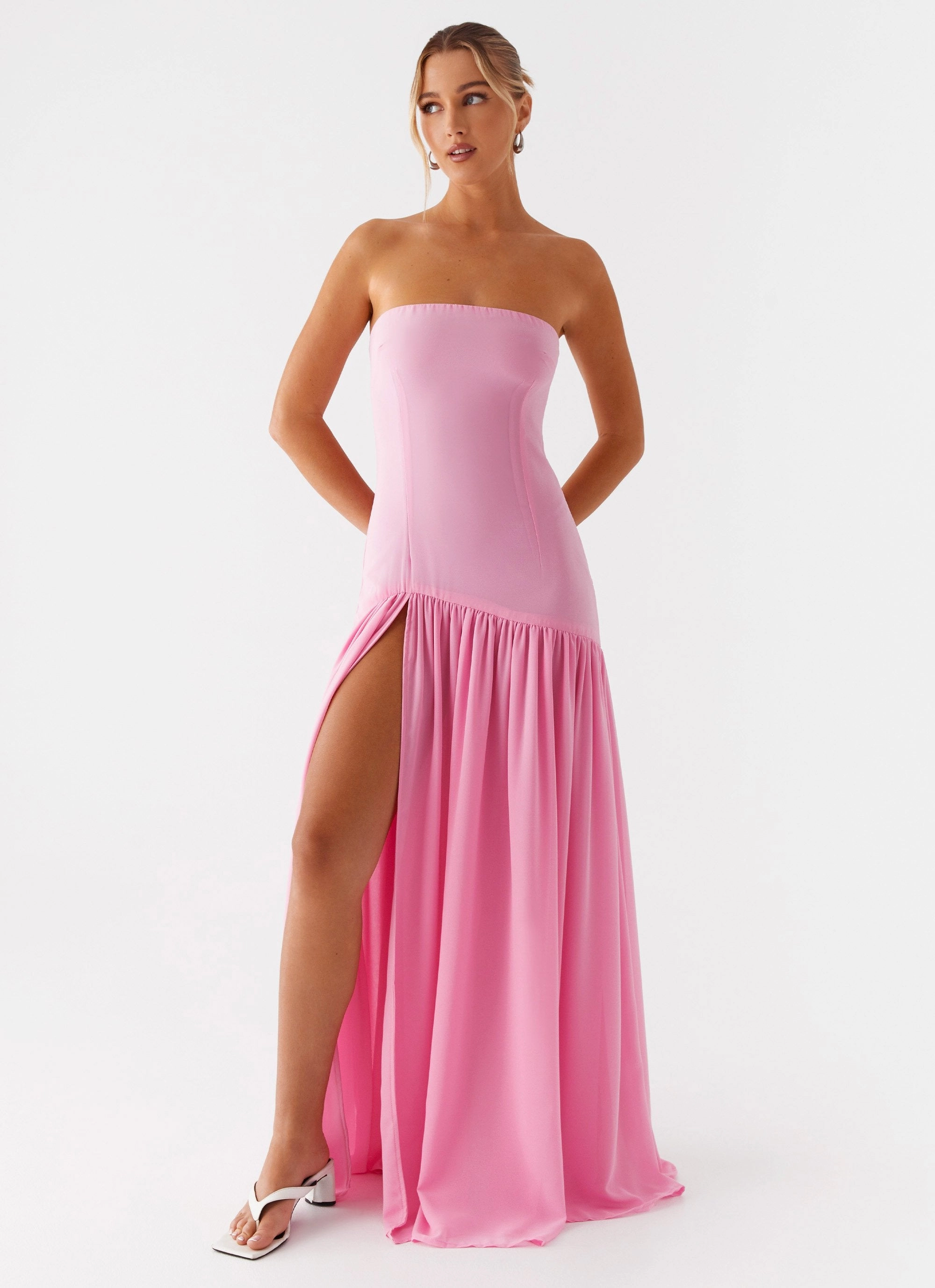 summer look Confident Mood Eden Strapless Maxi Dress - Pink