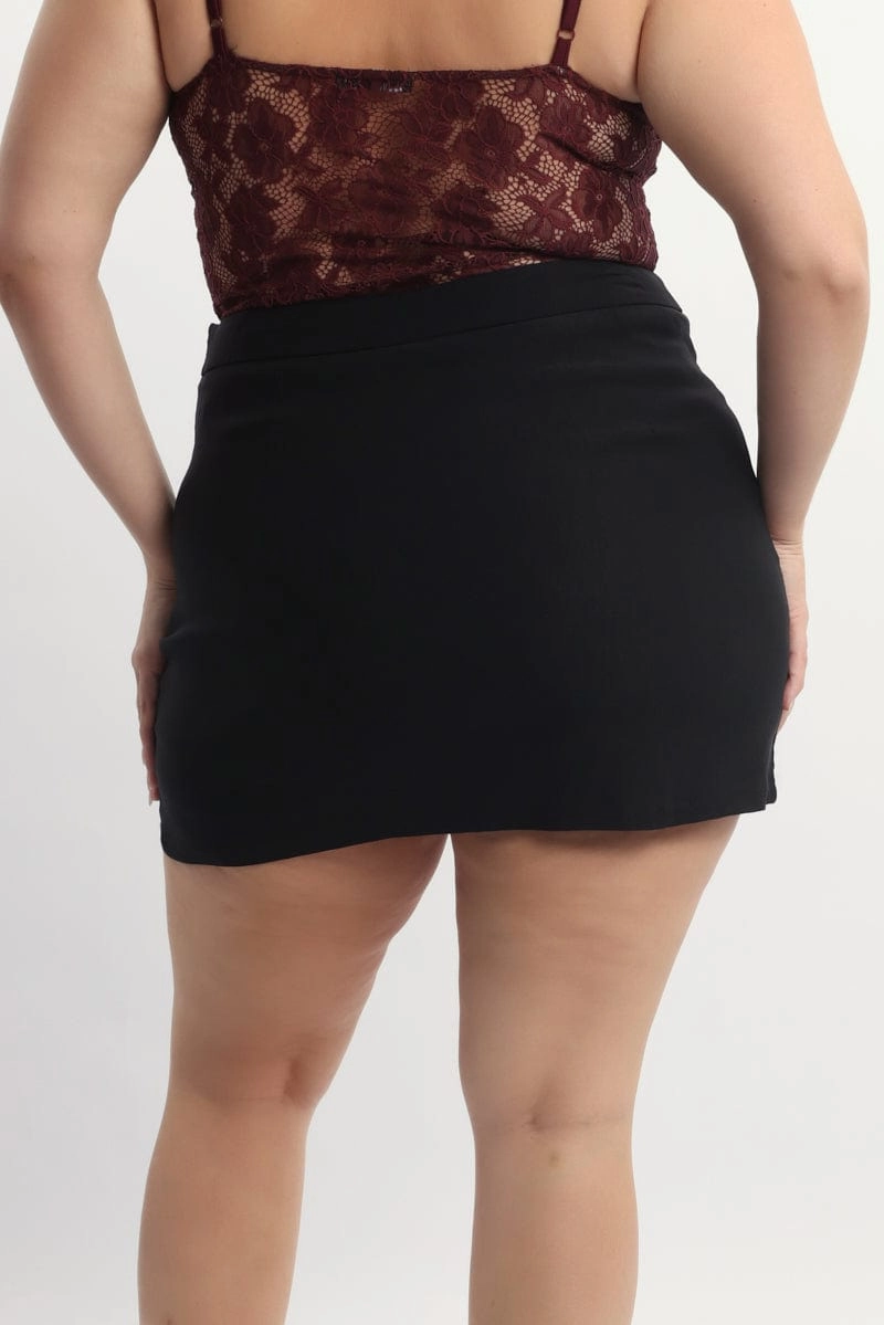 Relaxed Vibes Custom made Black Mini Skirt With Shorts Underneath