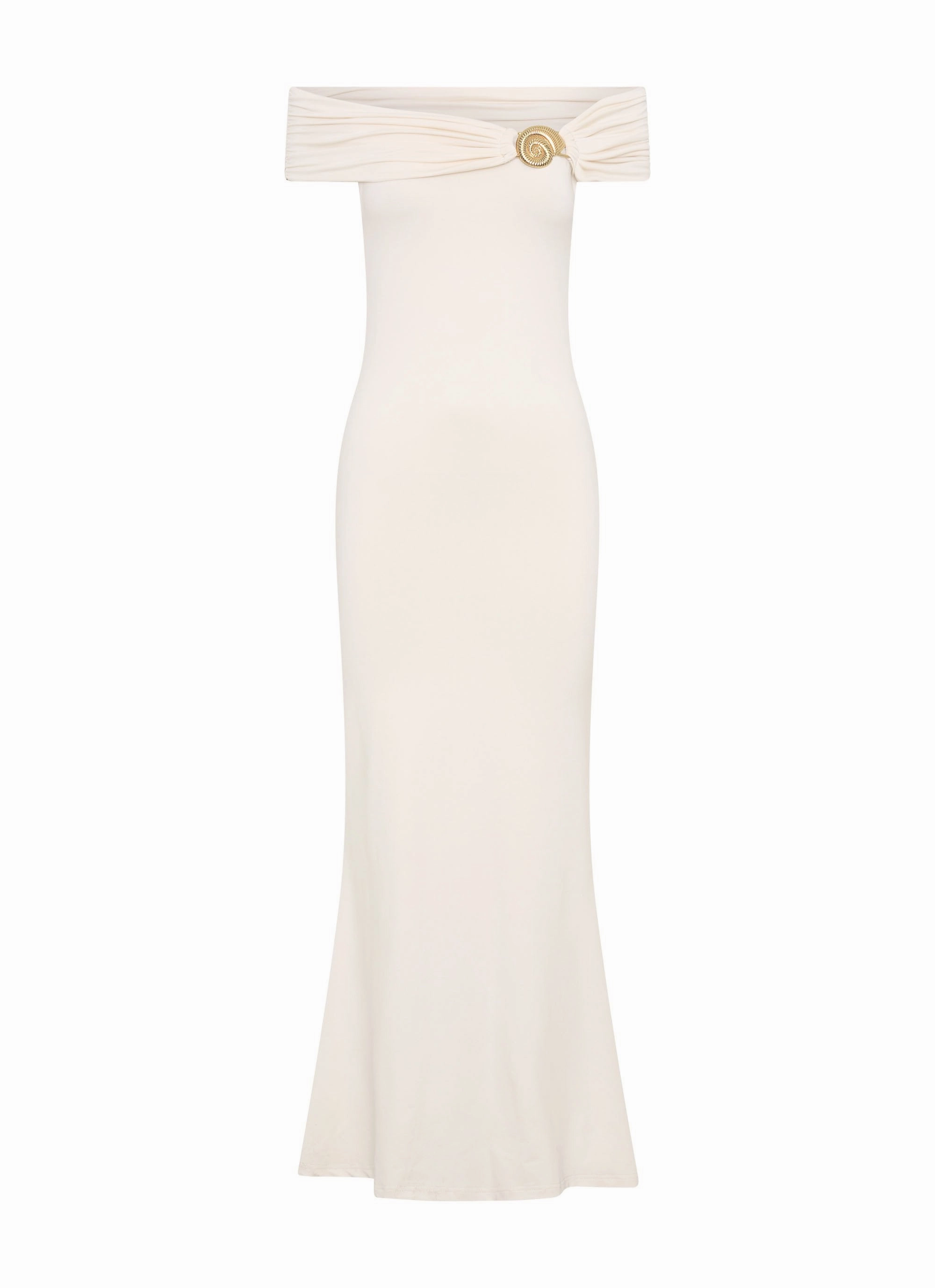 Chain-Detail Fashion Option Illusion Maxi Dress - Ivory