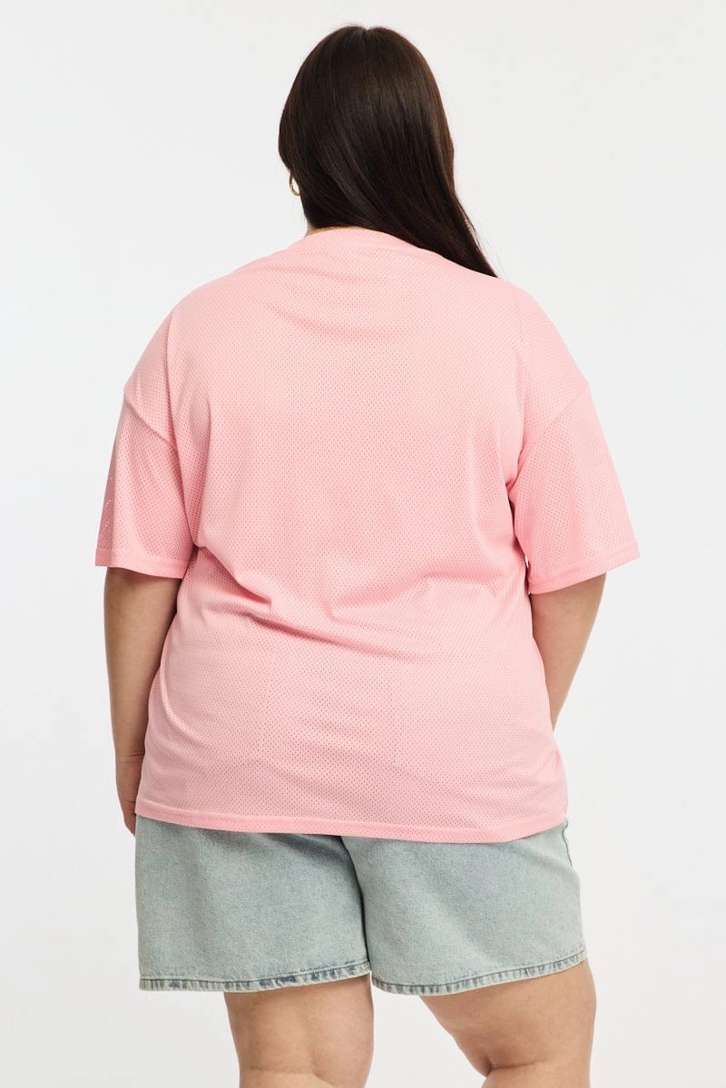 Cozy Flex Pink Sport Tee Short Sleeve V-neck