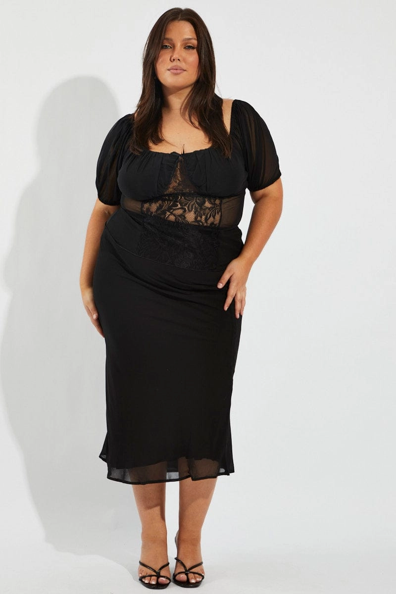 Midi length Weekend Ready Black Bias Chiffon Maxi Slip Skirt