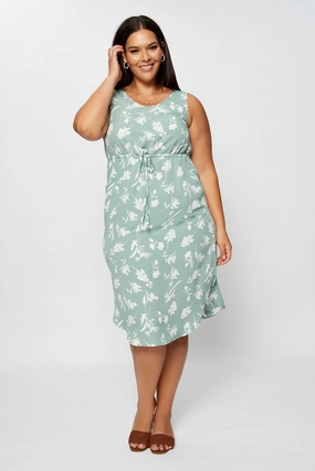 Floral Print Midi Dress Round Neck Sleeveless Self Power Chic Ensemble
