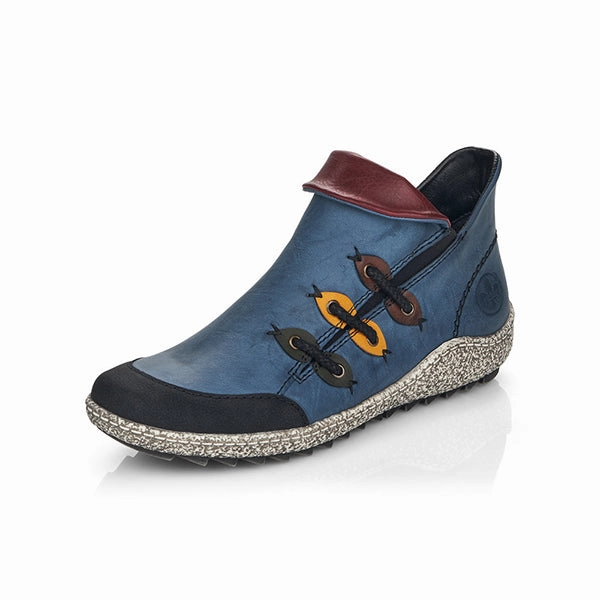 Waterproof Option Rieker Women's Liv 82 Bootie - Schwarz/Royal/Forest