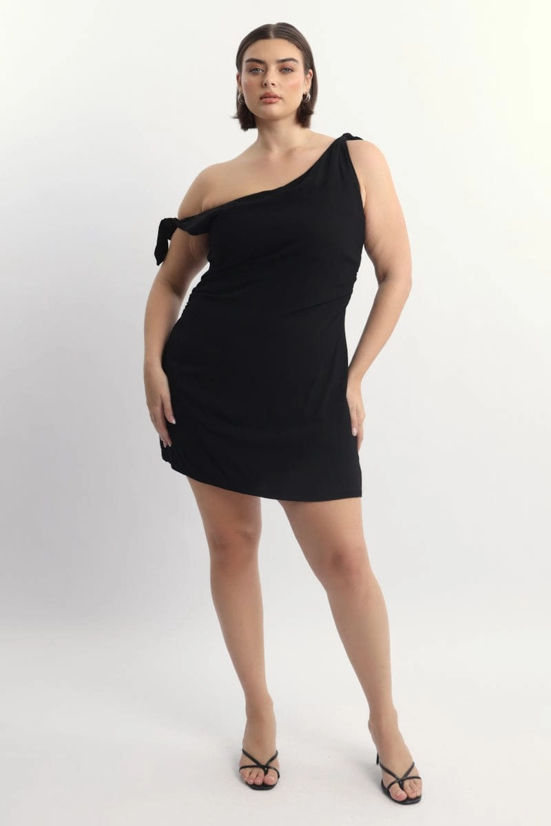 Calm Grace Black Tie Shoulder Minidress