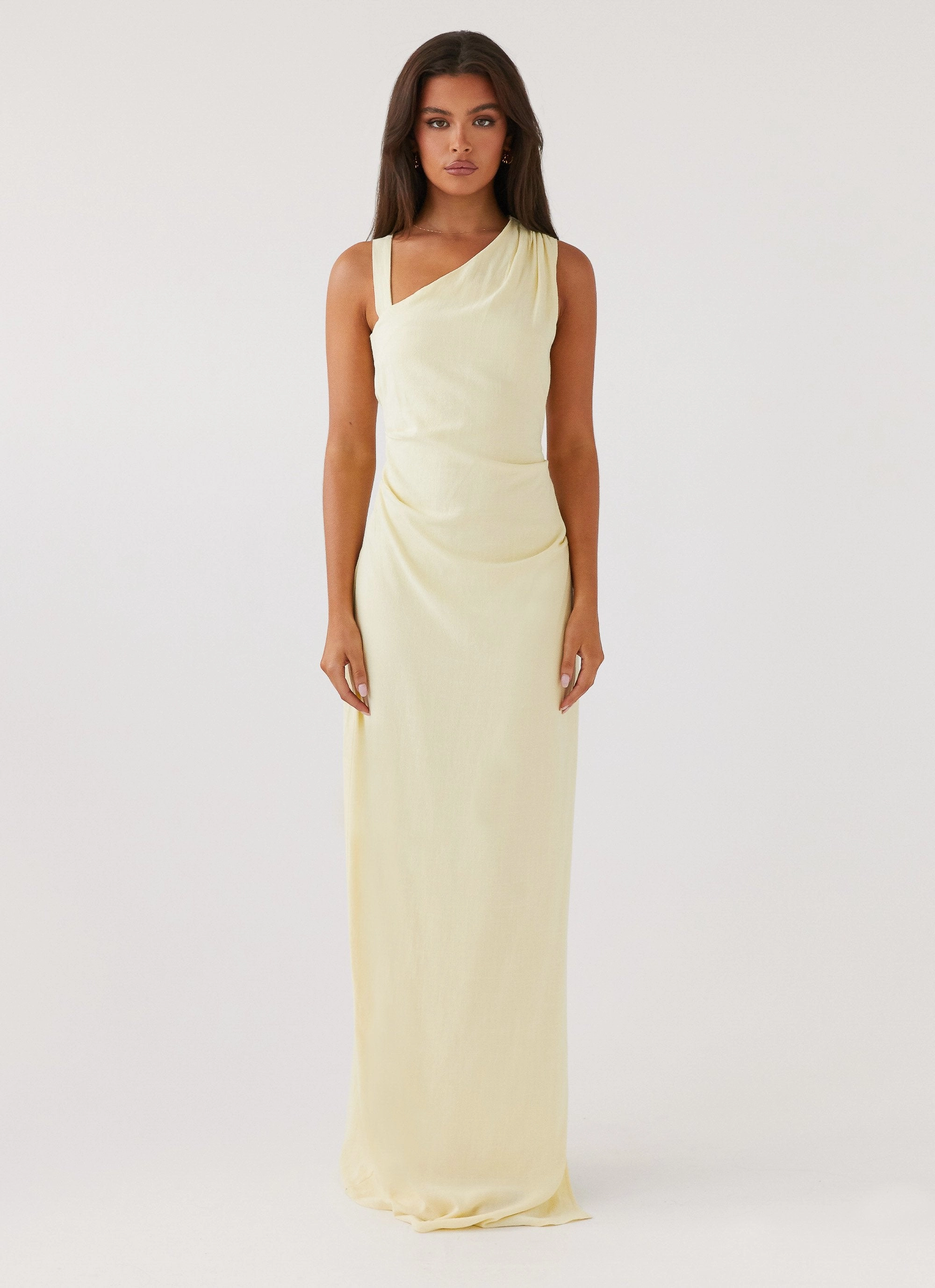 Street Flex Tailored Piece Daffodil Charm Linen Maxi Dress - Sunflower Yellow