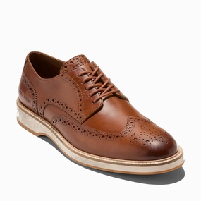 Cloud Like Soft Sole Cole Haan Men's Morse Grand Wingtip Oxfords - British Tan/Ivory