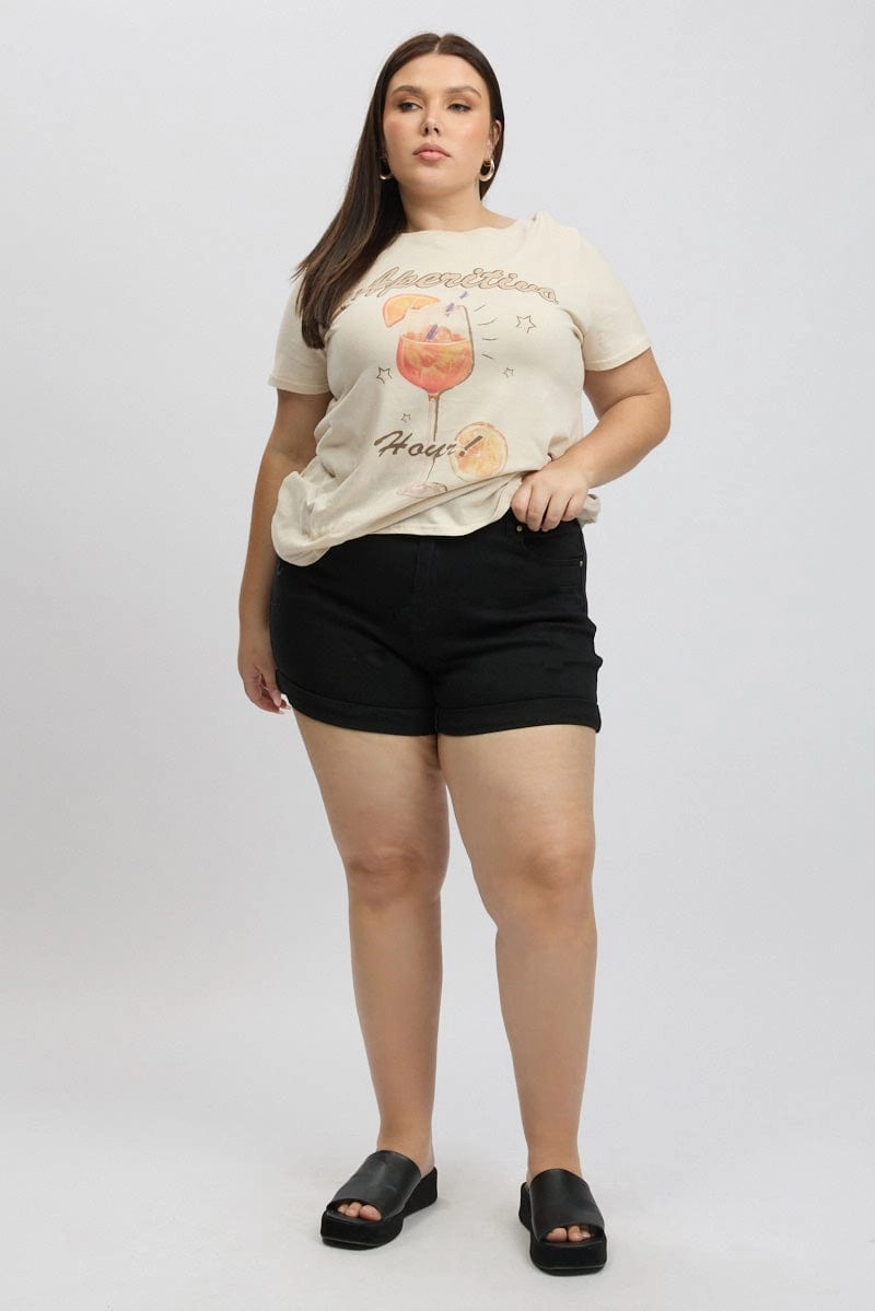 thermal fabric Temperature Regulating Blend Black Skinny Shorts High Rise Stretched