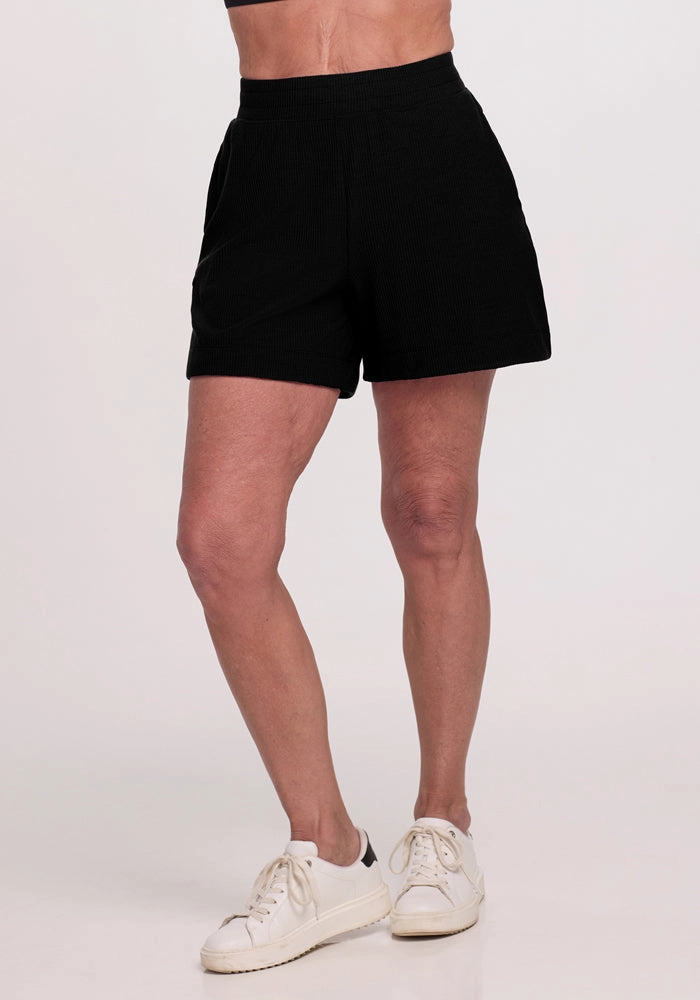Maisey Ribbed Shorts - Black Board shorts Breathable Liner