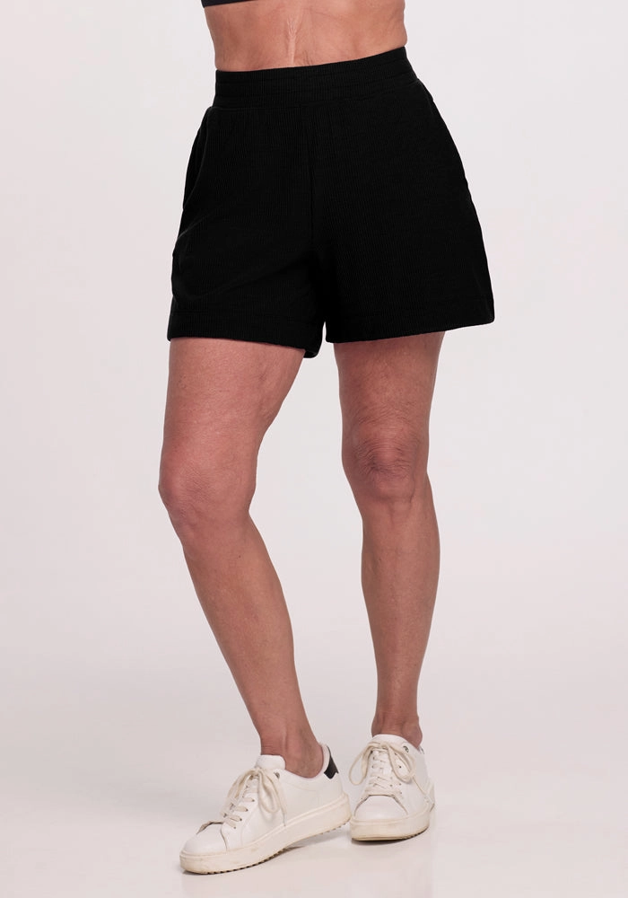 Fashion Accessory Maisey Ribbed Shorts - Black